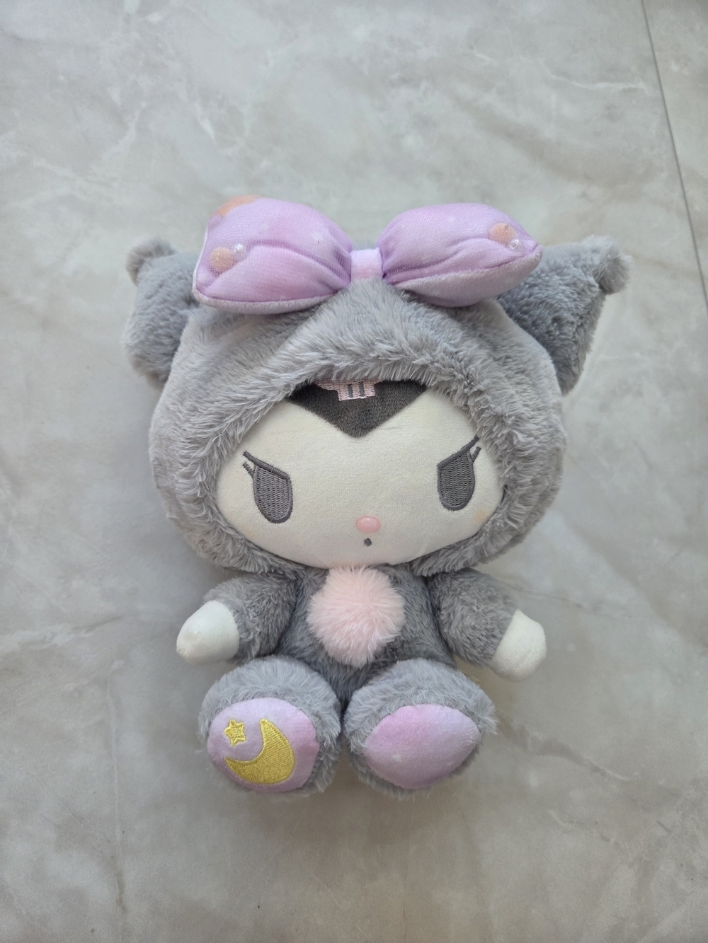Sanrio Gray and Pink Kuromi Plush with Bow